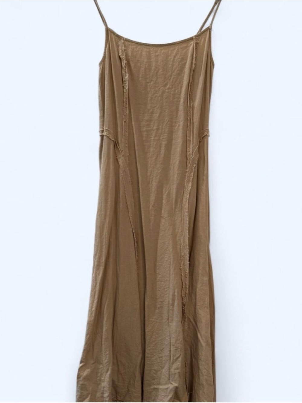 Ciao Lucia Tan Slip Midi Dress with Spaghetti Straps